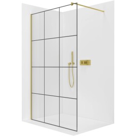 CERANO Sprchová zástěna Walk-in Onyx Round L/P - 8 mm - kulatá vzpěra - zlatá, industriální sklo - 160x200 cm