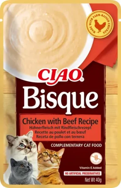 CHURU Kapsička Bisque kuře, hovězí 40 g / Pro kočky / Bez obilovin
