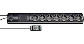 Brennenstuhl Primera-Tec Comfort Switch Plus černá / Prodlužovací kabel / 7x zásuvka / nožní spínač / 2 m (1153300467)