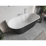 MEXEN/S - Oris volně stojící vana nástěnná reliéf 170 x 80, bílá/šedá, sifon a přepad bílá 52871708062-20