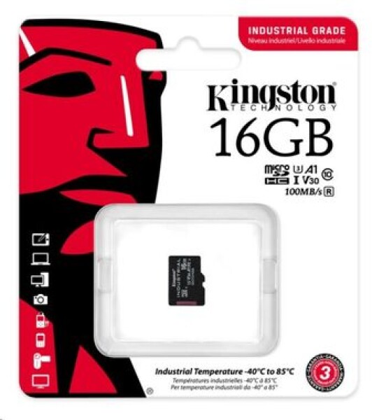 Kingston microSDHC 16GB Industrial bez adaptéru / UHS-I / U3 / V3 (SDCIT2/16GBSP)