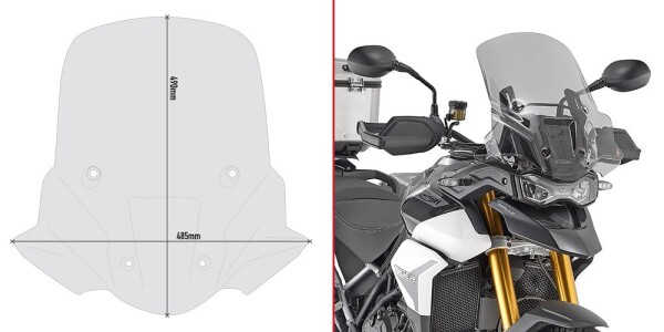 D6415S plexi kouřové Triumph Tiger 900 GT/GT Pro (20-25) ,vxš490x485 mm, o 25 mm vyšší než orig.