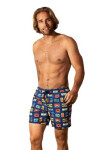 Pánské plavkové kraťasy Happy Shorts long SM29-48 Tmavě modrá mix - Self tmavě modrá - vzor 3XL