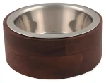 Dog Fantasy Miska nerez v dřevě, rovná / Miska pro psy / nerezová vložka / dřevěný stojan / 400 ml (454-855329)