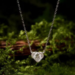 Stříbrný náhrdelník se srdíčkem Patrizia 1 ct MOISSANITE + CERTIFIKÁT, Stříbrná 40 cm + 5 cm (prodloužení)