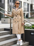 Dámský dvouřadový trenčkot s kapucí FashionStreet camel TY5656 M