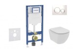 GEBERIT - Duofix Set předstěnové instalace, klozetu Tesi a sedátka softclose, tlačítko Sigma20, bílá/chrom SANI11CD3111