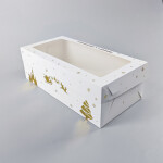 Cake star vánoční krabice bílo-zlatá s laminací L 40x20x13cm