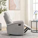 Relaxační křeslo, manuální ovládání, světle šedá látka