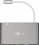 Goobay 62113 multiportový adaptér stříbrná / 1x USB-C M na HDMI F VGA F USB-C F USB-A F (4040849621130)