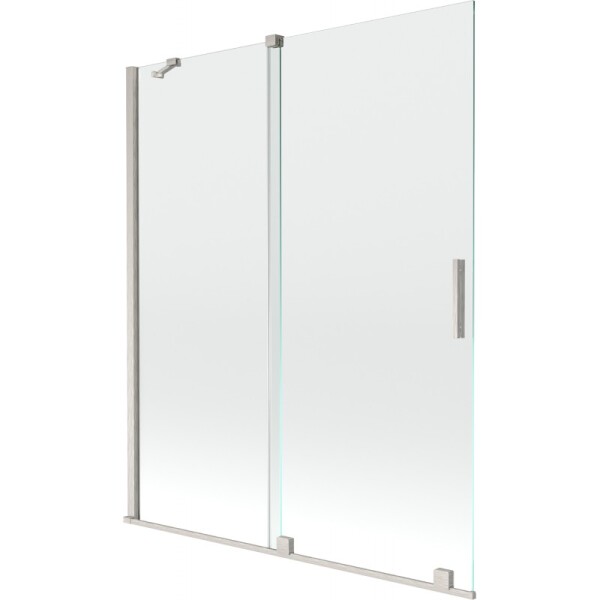 MEXEN/S - Velar dvoukřídlá posuvná vanová zástěna 140 x 150, transparent, nikl kartáčovaný 896-140-000-01-97