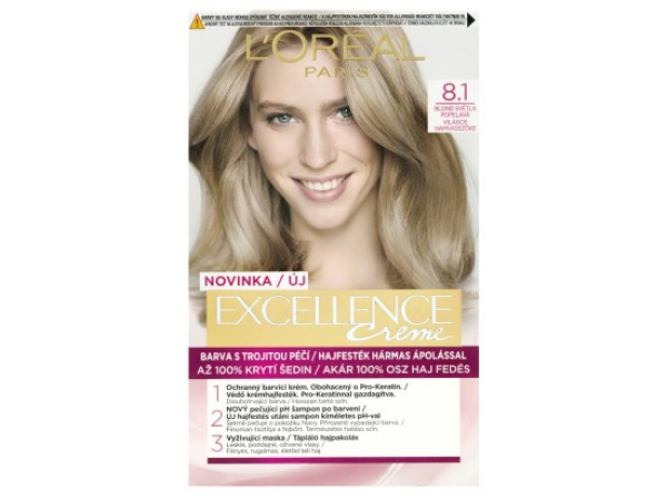 L'Oréal Paris Excellence Créme permanentní barva na vlasy 8.1 blond světlá popelavá, 72+48+12+60 ml