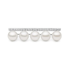 Stříbrná perlová brož, stříbro 925/1000, Bílá