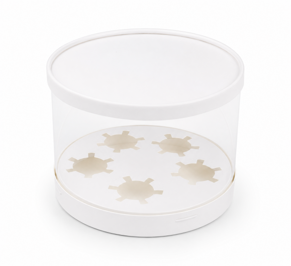Cake star Plastový kulatý box na cupcakes nebo dort bílý 1 patro (na 5ks)