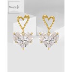 Pozlacené náušnice Swarovski Elements Sofia - srdíčko, Bílá/čirá