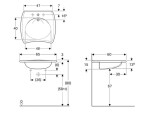 GEBERIT - Vitalis Umyvadlo bezbariérové, 65x60x15 cm, s přepadem, otvor pro baterii, bílá 121766000