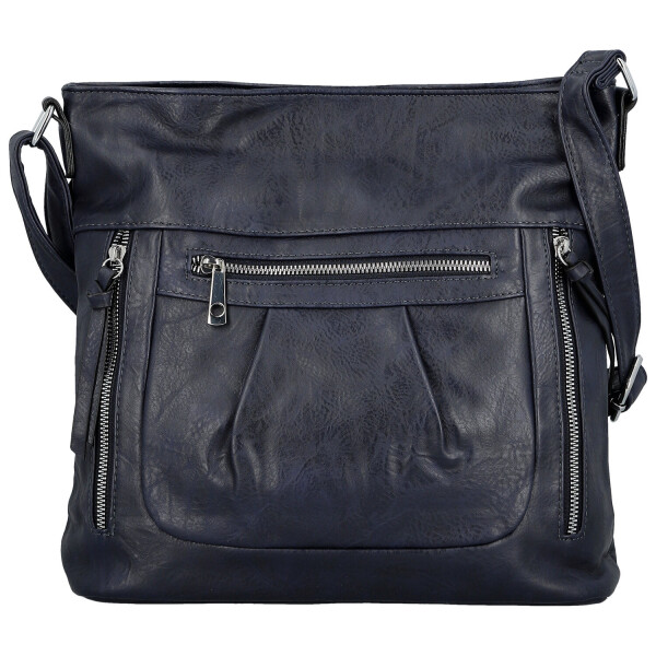 Stylová dámská koženková crossbody kabelka Minja, tmavě modrá