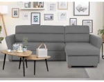 Rohová sedací souprava Flavia, kouřově šedá látka, pravý roh