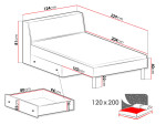 Postel Faro FR15 - 120x200 cm Dveře: Bílá / Dub artisan / Šedá