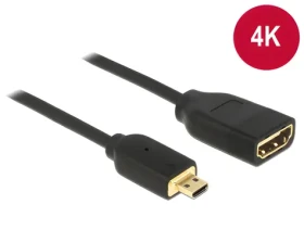 Delock černá / Adaptér micro HDMI - HDMI / High Speed s Ethernetem / 4K 60 Hz / 20 cm (65687)