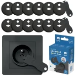 Sipo Ochranné kryty na elektrické zásuvky, set 12ks + 2x klíče, ČERNÁ (SPSBS-C10B)
