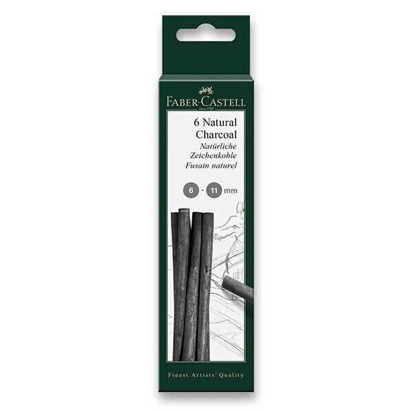 Faber-Castell Pitt Monochrome přírodní uhel 6 ks, 6-11 mm