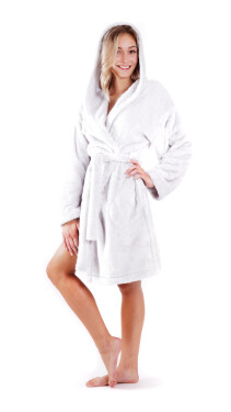 Dámský župan Lilly extra s kapucí 3/4 one size Bílá S-M
