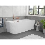 MEXEN/S - Silo volně stojící rohová vana pravá reliéf 170 x 80, bílá, sifon a přepad růžové zlato 52891708000P-60