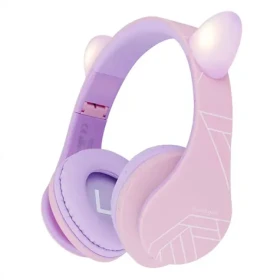 PowerLocus P2 Kids Cat Ears Purple/Turquoise / Dětská bezdrátová sluchátka s mikrofonem / Bluetooth 5.3 (pwl-p2kidscat-te)