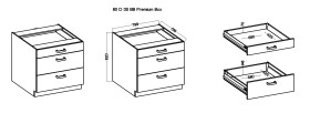 Spodní skříňka Artisan 80 D 3S BB - Premium Box Barva korpusu: Dub artisan, Barva dvířek: Krémový lesk