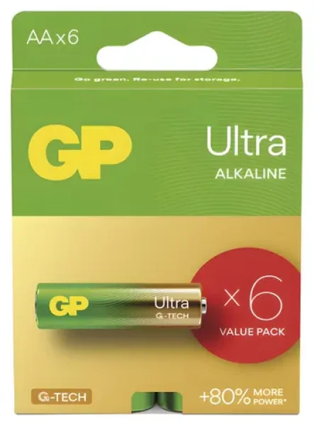 GP Ultra AA (LR6) / Baterie / Alkalická / 1,5 V / 6 ks (1013226000)