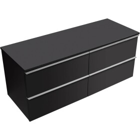CERANO Koupelnová skříňka Velora - černá matná, úchytka chrom + deska pod umyvadlo Navira Slim - 18 mm - 120x54,8x46,5 cm