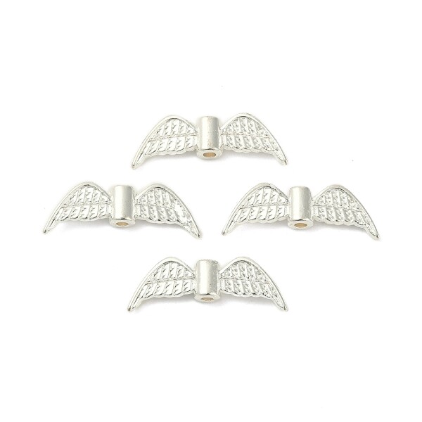Kovová andělská křídla - stříbrná - 7,5 x 21,5 x 3 mm - 1 ks