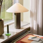 Hübsch Stmívatelná stolní LED lampa Orbit Dark green, zelená barva, sklo, kov