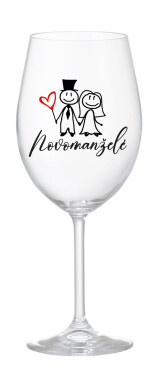 NOVOMANŽELÉ - čirá sklenice na víno 350 ml