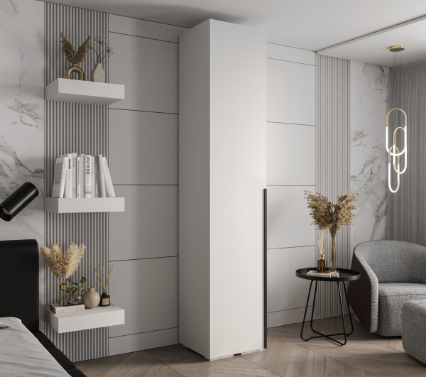 Šatní skříň Abi Inova 1 Rozměry: 50 cm, Pásky / úchyty: Černá, Barva korpusu + barva dveří: Bílá