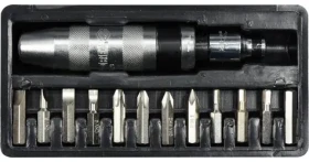 Vorel Rázový šroubovák s bity 12 ks / Šroubovák / přepínatelný chod / CrV / délka 165 mm (TO-65123)