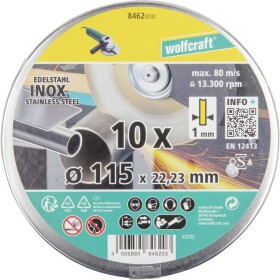 Wolfcraft 8462000 diamantový řezný kotouč 115 mm 10 ks Nerezová ocel, kov