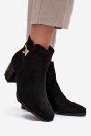 Zateplené dámské kotníkové boty na podpatku se zlatým detailem černé Renora 36