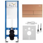REA - Podomítkový Instalační Set Slim 024N pro WC s Tlačítkem T Brush Copper KPL-E1053