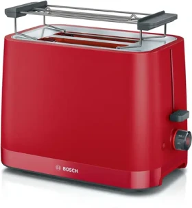 BOSCH TAT3M124 červená / Topinkovač / 950 W / 2 topinky / rozmrazování / zásuvka na drobky (TAT3M124)