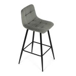 Židle barová, zelená látka, čtyřnohá kovová podnož, černý mat