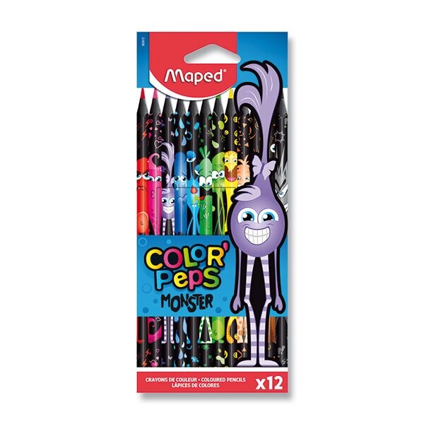 Maped Color'Peps Monster bezdřevé pastelky sada 12 barev trojhranné