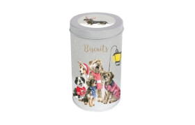 Kulatá plechová dóza Wrendale Designs "O Holy Night" - Pejsci