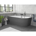 MEXEN/S - Silo volně stojící rohová vana levá reliéf 150 x 75, bílá/šedá, sifon a přepad černá 52891507562L-70
