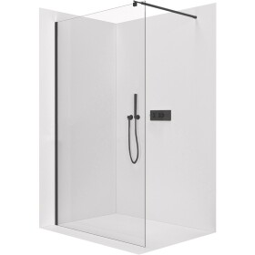 CERANO Sprchová zástěna Walk-in Onyx Round L/P - 8 mm - kulatá vzpěra - černá matná, transparentní sklo - 40x200 cm