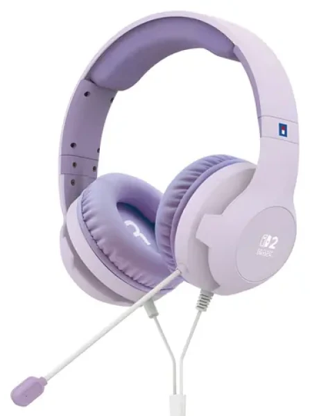 HORI Gaming Headset levandulová / Herní sluchátka s mikrofonem / pro Nintendo Switch 2 / 3.5mm jack (NSX-111E)