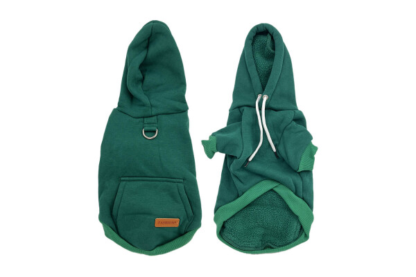 Cotex bavlněná mikina pro psa s poutkem Barva: Zelená, Délka zad (cm): 36, Obvod hrudníku: 48 - 52 cm