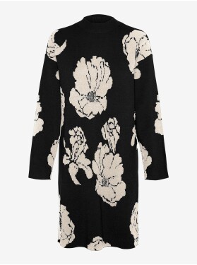 Bílo-černé dámské květované svetrové šaty VERO MODA Flora dámské