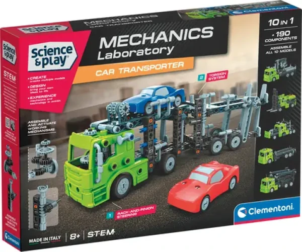 Clementoni SciencePlay Mechanická laboratoř Přepravník automobilů 10v1